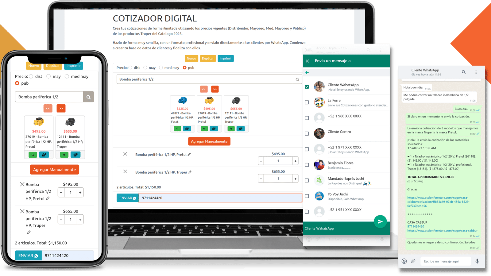 Cotizador Digital, optimizado para celular.